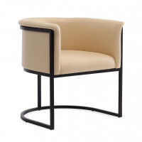 Manhattan Comfort DC044-TN Bali Tan and Black Faux Leather Dining Chair